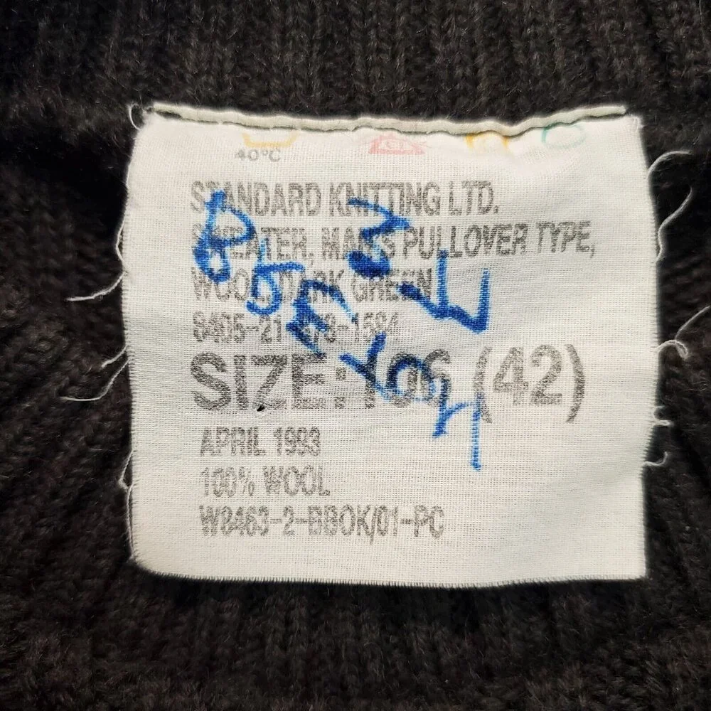Military Sweater Men's 42 Green 100% Wool Pullover Commando Vintage Long Sleeve - Picture 5 of 15